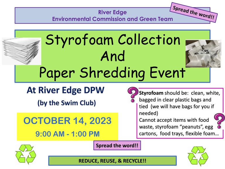 Borough of River Edge New Jersey Bergen County Styrofoam Collection
